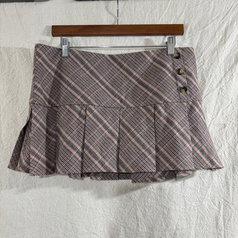 Mean Girls x Forever 21 Pink Plaid Pleated Mini Skirt Y2K Schoolgirl Style L